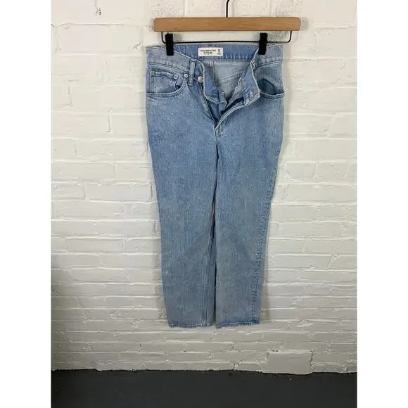 Abercrombie & Fitch Women's The 90's Straight Ultra High Rise Jeans Blue Size 0P - Picture 5 of 8